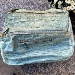 Givenchy Medium Pandora Light Blue Crinkle Leather Shoulder Bag Crossbody Bag